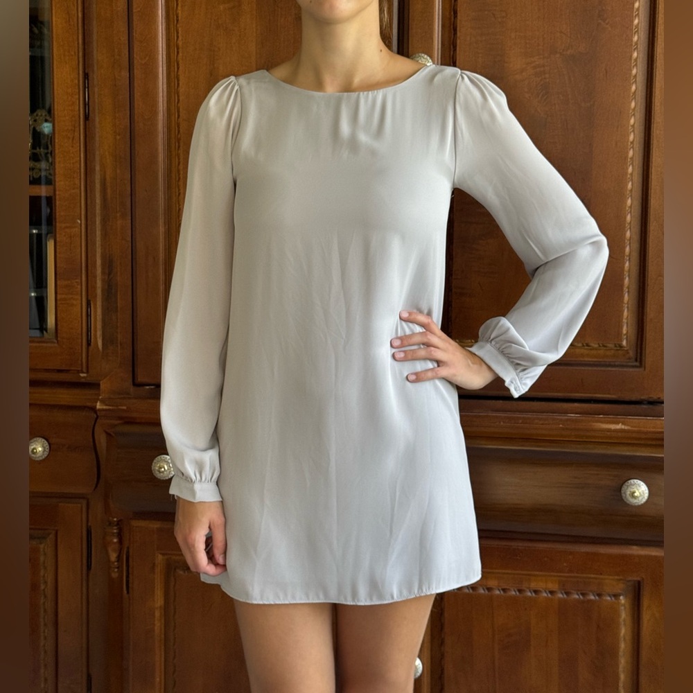 Lulu's Classic Long Sleeve Gray Dress